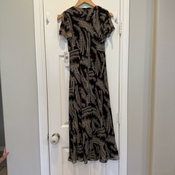 Vtg 90s Y2K Midi Dress Women’s 4 Silk Black Feathers Whimsigoth Fairy Whimsical - Picture 3 of 11